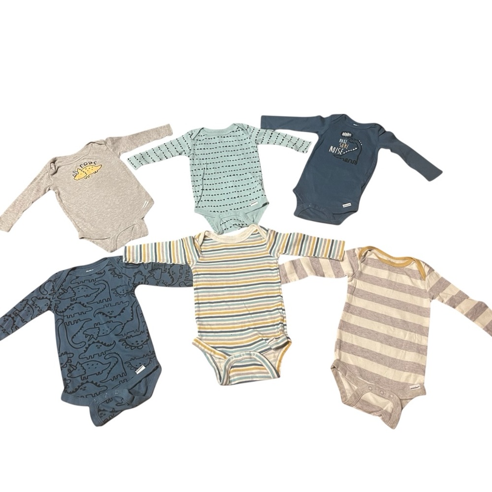 Gerber | Dinosaur 6-Piece long Sleeve Onesie Bodysuits | 3-6 Months | Boy Infant